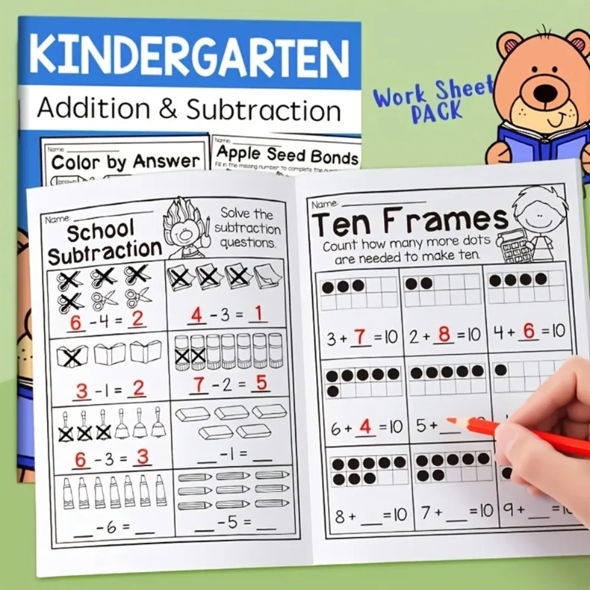 Kids Education Worksheet - Math Practice Book Addition Subtraction Worksheets