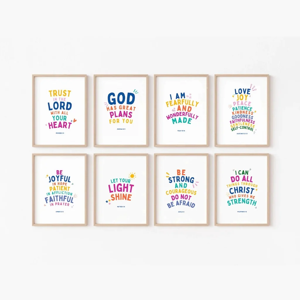 Kids Educational Poster - Kids Bible Verse Scripture Poster Church
