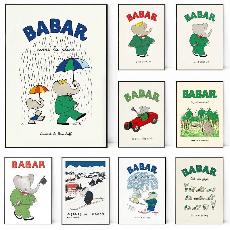 Kids Educational Poster - Elephant Babar France Fairy Tales Poster