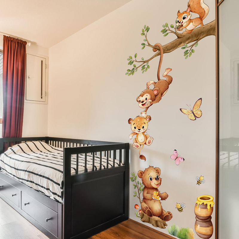Animal Branches Cute Monkey Bu - огляд і ціна Kids Educational Poster