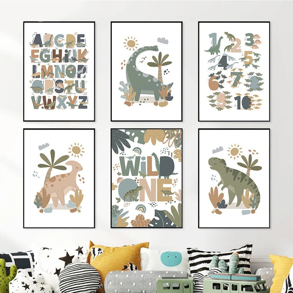 Nordic Cute Baby Dinosaur Wall - огляд і ціна Kids Educational Poster