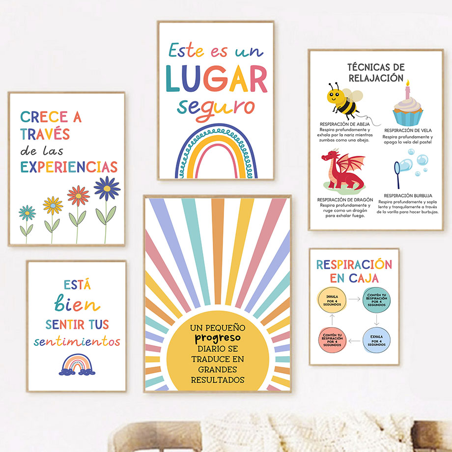 Spanish Education Motto Rainbo - огляд і ціна Kids Educational Poster