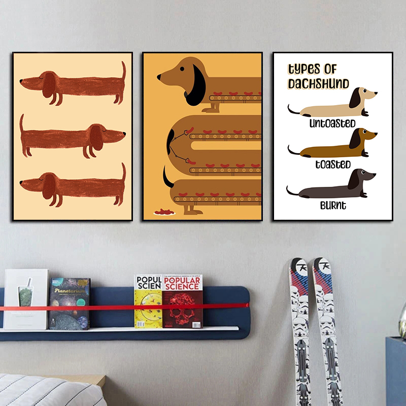 Funny Cartoon Dachshund Dog Po - огляд і ціна Kids Educational Poster